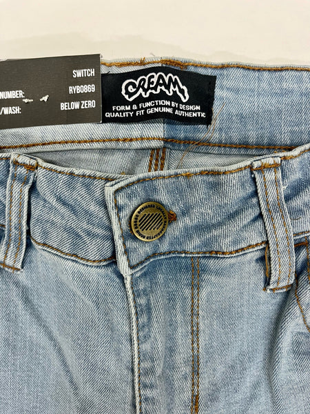 Cream Denim Jeans Light Wash