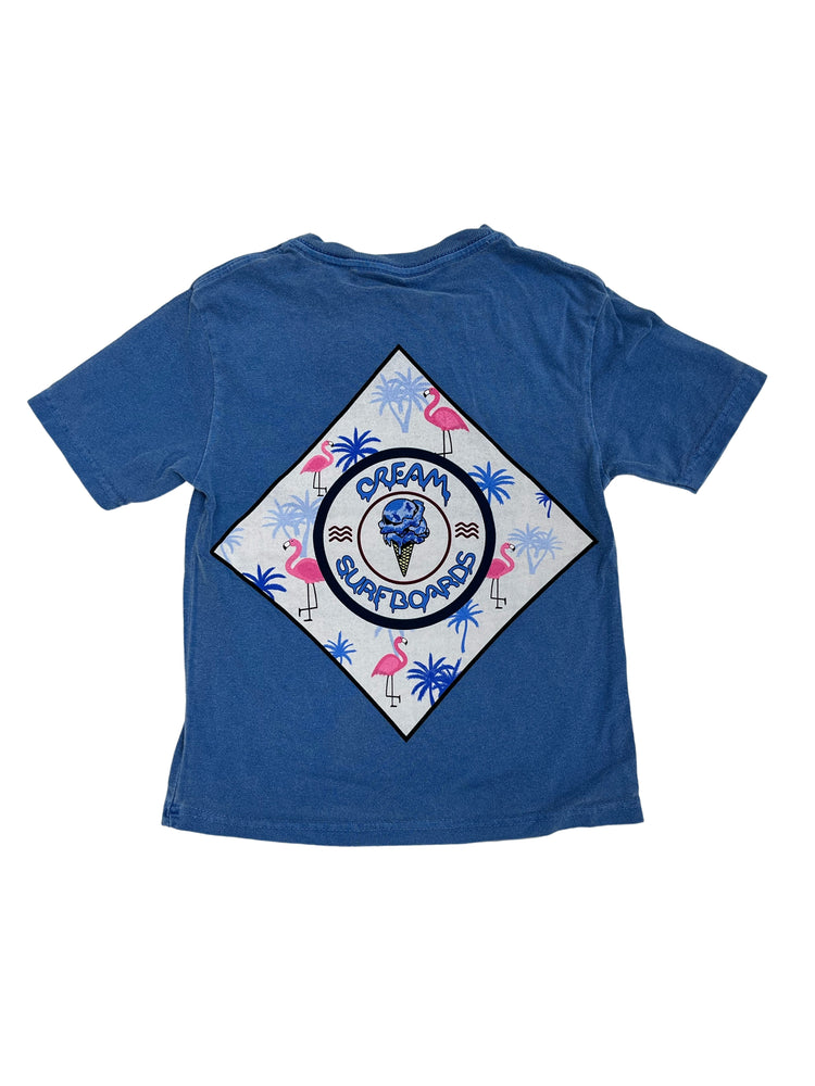 
            
                Load image into Gallery viewer, Youth Cream Flamingo Short Sleeve Blue
            
        